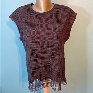 Zara oversized sleeveless mesh/net overlay shirt